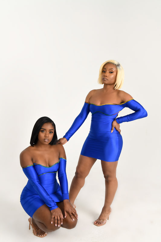 Skin Tight Nip Blue Mini Dress