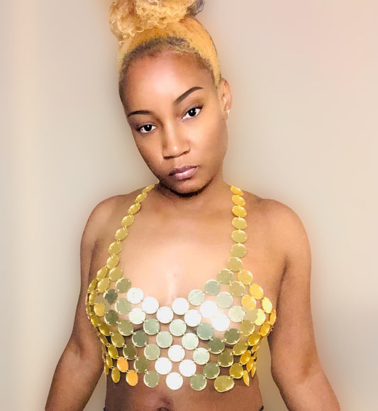 Gold Metallic Crop Top